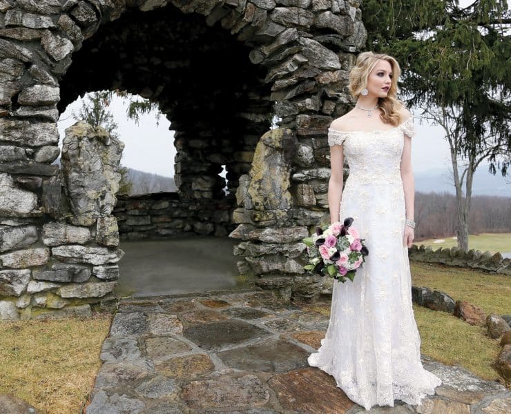 Gown: Lucia Rodriguez (LW4700); Bouquet: Ariston Flowers
