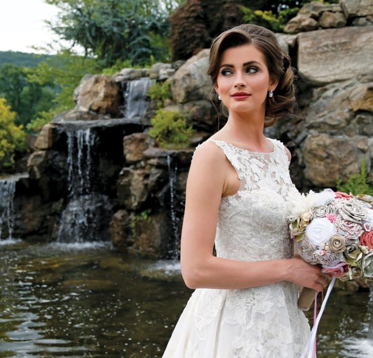 Gown: Oleg Cassini at David's Bridal (CWG658, $1,758), Forever Brooch Bouquets