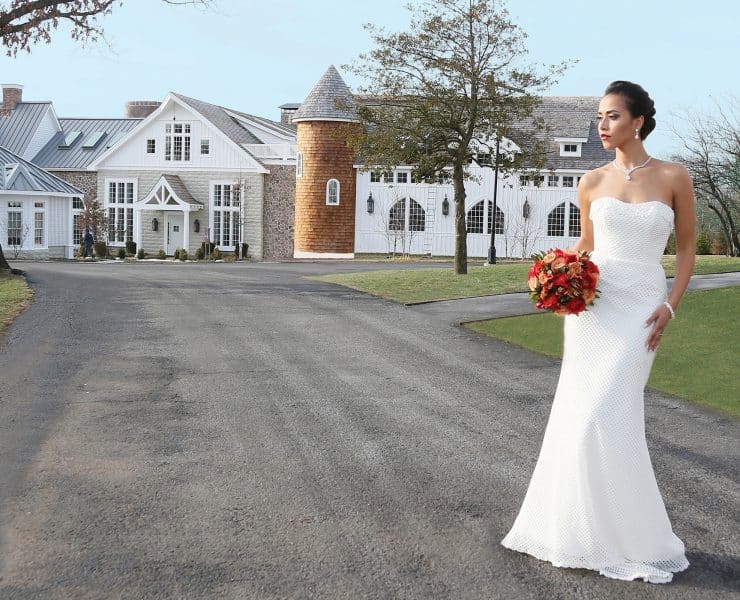 Gown: Jennifer Black at Tulle NY (Karlie, $1,960), Bouquet: Mitch Kolby Events, Jewelry: David's Bridal