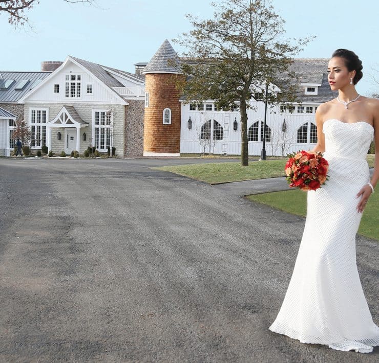Gown: Jennifer Black at Tulle NY (Karlie, $1,960), Bouquet: Mitch Kolby Events, Jewelry: David's Bridal