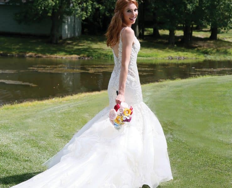Gown: Eve of Milady (1580) Forever Brooch Bouquets.