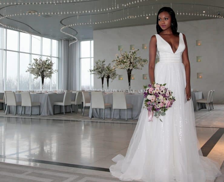 Gown: Galina Signature (SV821); Bouquet: Douglas Koch Designs