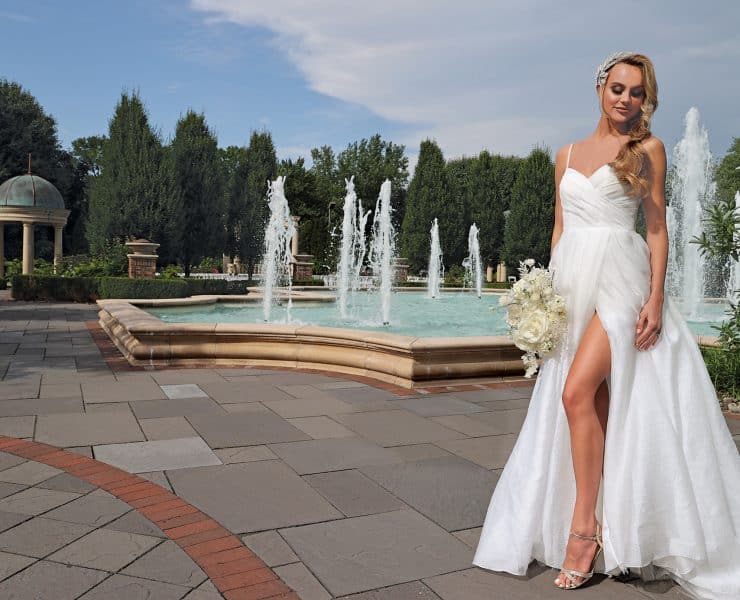 Gown: DB Studio (WG4029, $399) at David's Bridal. Bouquet: Bespoke Floral.